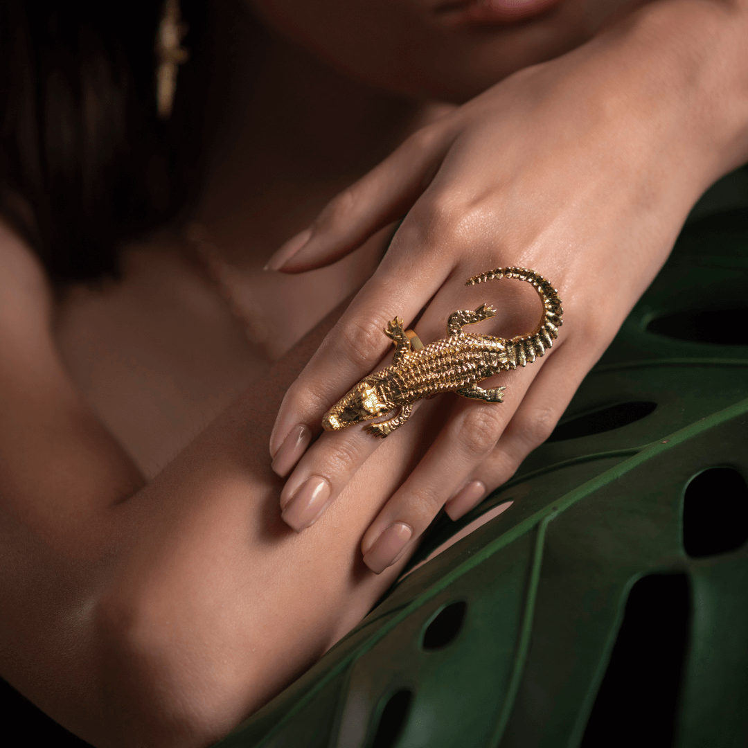 Crocodile ring gold